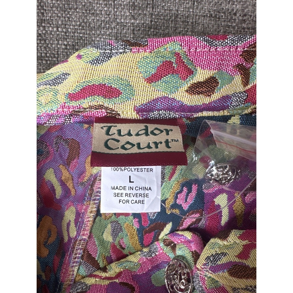 Tudor Court Womens Jacket L Decorative Buttons Vibrant Multicolor Spring Easter - Picture 4 of 9